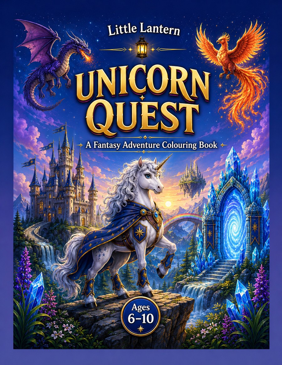 Unicorn Quest colouring book cover
